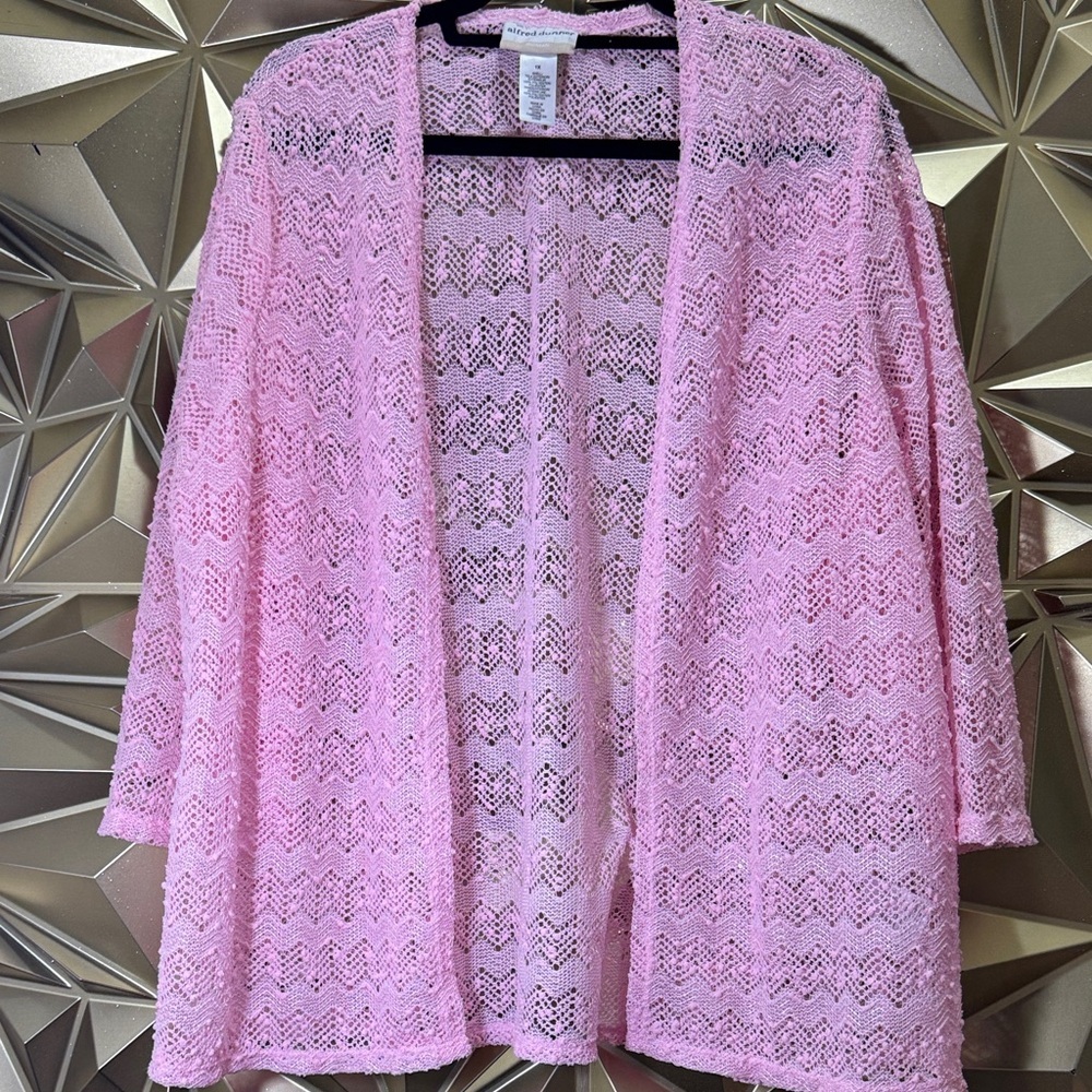 Pink Open-Front Knit Sweater